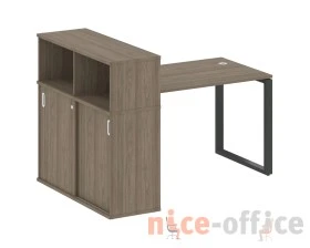 Стол письменный на О-образном м/к с опорным шкафом-купе 161x112x109,8 Метал Систем / Metal System images