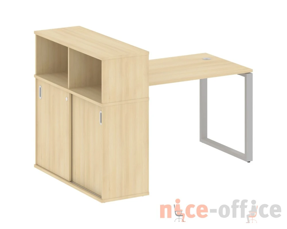 Стол письменный на О-образном м/к с опорным шкафом-купе 161x112x109,8 Метал Систем / Metal System