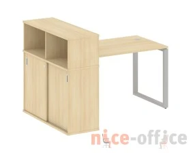 Стол письменный на О-образном м/к с опорным шкафом-купе 161x112x109,8 Метал Систем / Metal System images