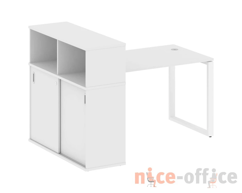 Стол письменный на О-образном м/к с опорным шкафом-купе 161x112x109,8 Метал Систем / Metal System