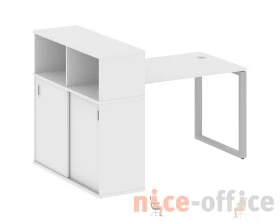 Стол письменный на О-образном м/к с опорным шкафом-купе 161x112x109,8 Метал Систем / Metal System images