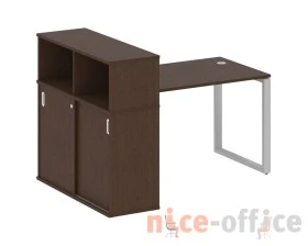 Стол письменный на О-образном м/к с опорным шкафом-купе 161x112x109,8 Метал Систем / Metal System images