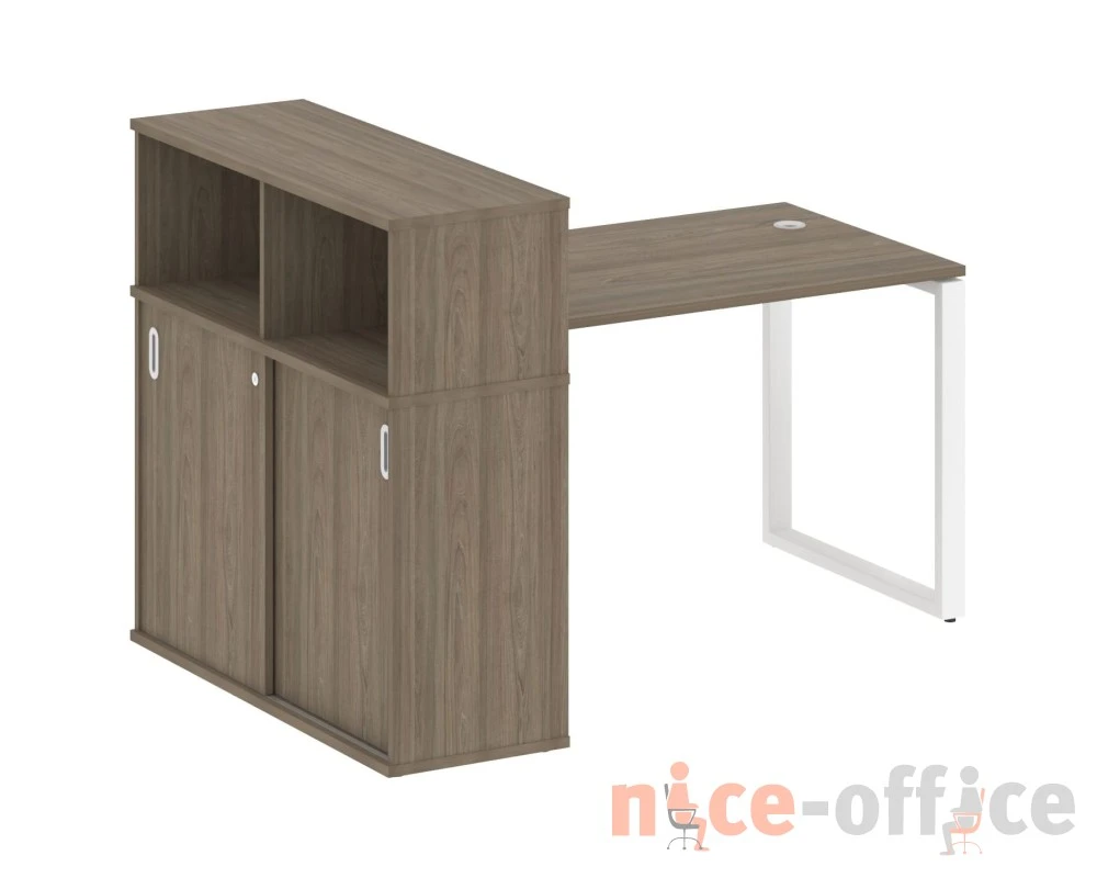 Стол письменный на О-образном м/к с опорным шкафом-купе 161x112x109,8 Метал Систем / Metal System