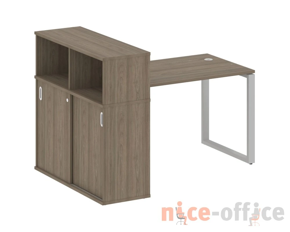 Стол письменный на О-образном м/к с опорным шкафом-купе 161x112x109,8 Метал Систем / Metal System