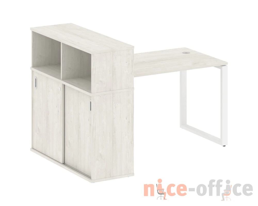 Стол письменный на О-образном м/к с опорным шкафом-купе 161x112x109,8 Метал Систем / Metal System