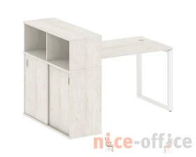 Стол письменный на О-образном м/к с опорным шкафом-купе 161x112x109,8 Метал Систем / Metal System images