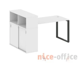 Стол письменный на О-образном м/к с опорным шкафом-купе 181x112x109,8 Метал Систем / Metal System images