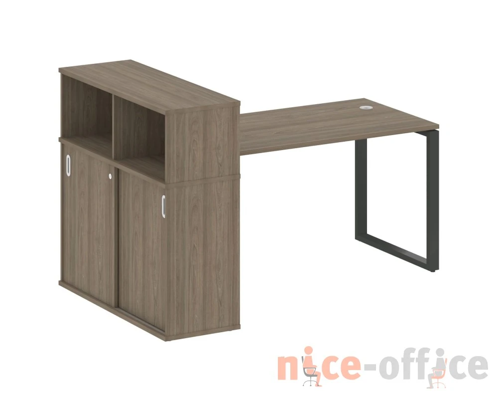Стол письменный на О-образном м/к с опорным шкафом-купе 181x112x109,8 Метал Систем / Metal System