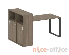 Стол письменный на О-образном м/к с опорным шкафом-купе 181x112x109,8 Метал Систем / Metal System images