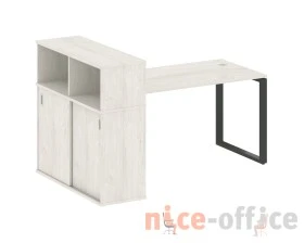 Стол письменный на О-образном м/к с опорным шкафом-купе 181x112x109,8 Метал Систем / Metal System images