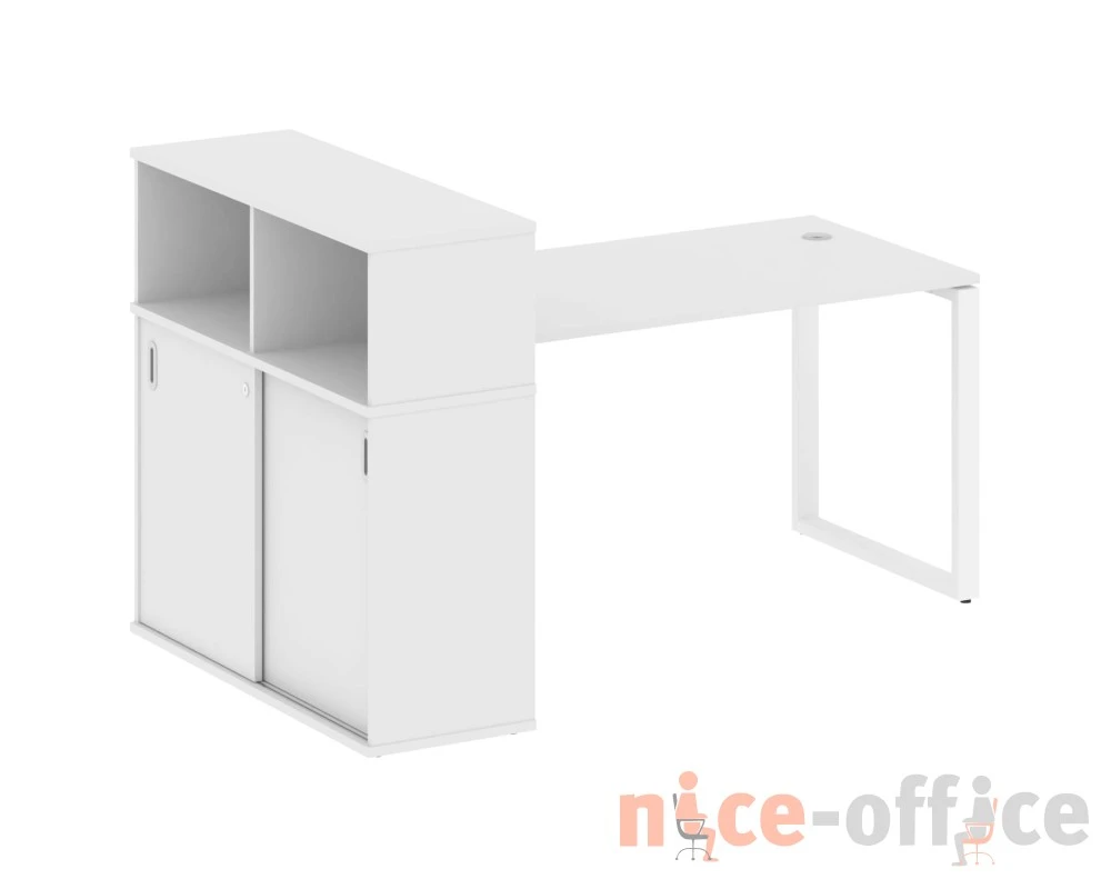 Стол письменный на О-образном м/к с опорным шкафом-купе 181x112x109,8 Метал Систем / Metal System