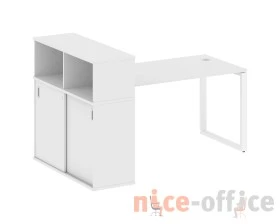 Стол письменный на О-образном м/к с опорным шкафом-купе 181x112x109,8 Метал Систем / Metal System images