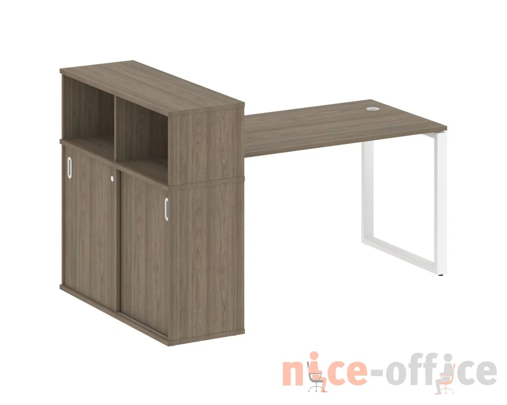 Стол письменный на О-образном м/к с опорным шкафом-купе 181x112x109,8 Метал Систем / Metal System
