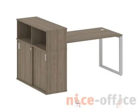 Стол письменный на О-образном м/к с опорным шкафом-купе 181x112x109,8 Метал Систем / Metal System images