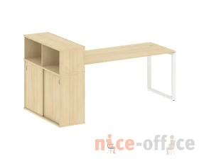 Стол письменный на О-образном м/к с опорным шкафом-купе 221x112x109,8 Метал Систем / Metal System images