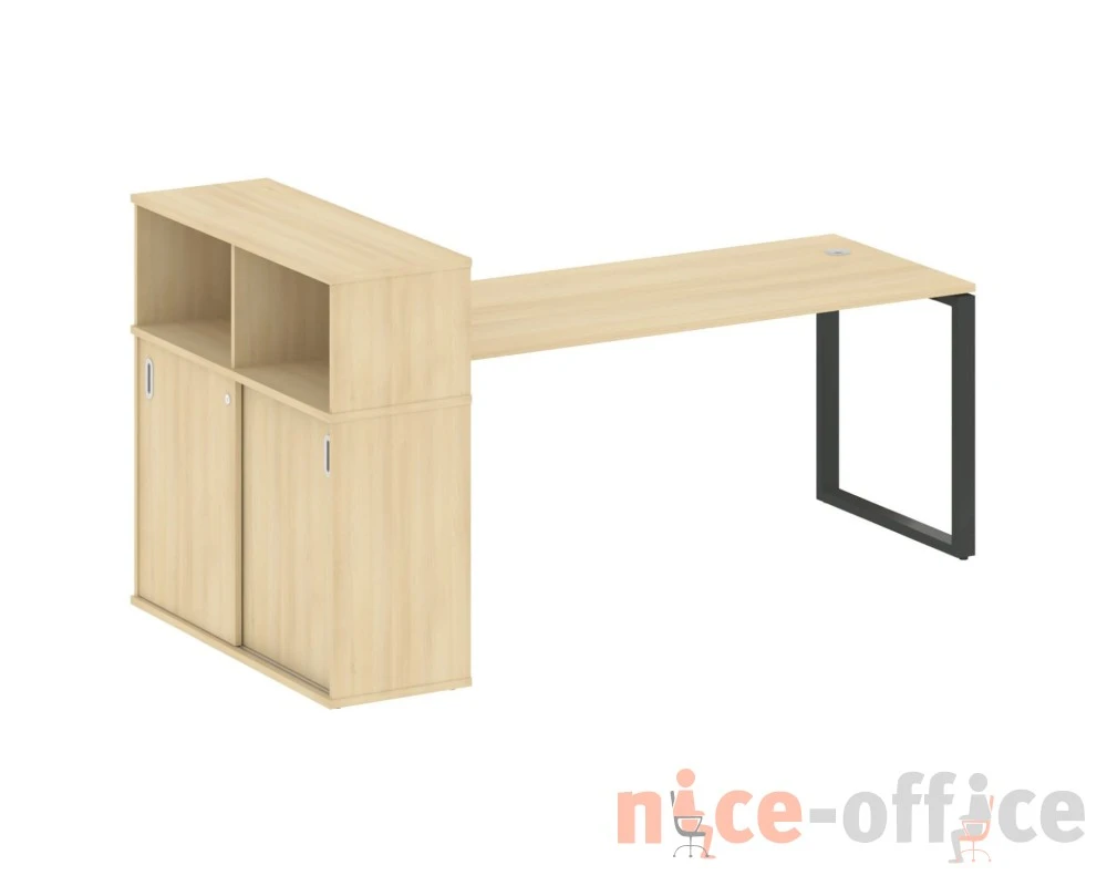 Стол письменный на О-образном м/к с опорным шкафом-купе 221x112x109,8 Метал Систем / Metal System