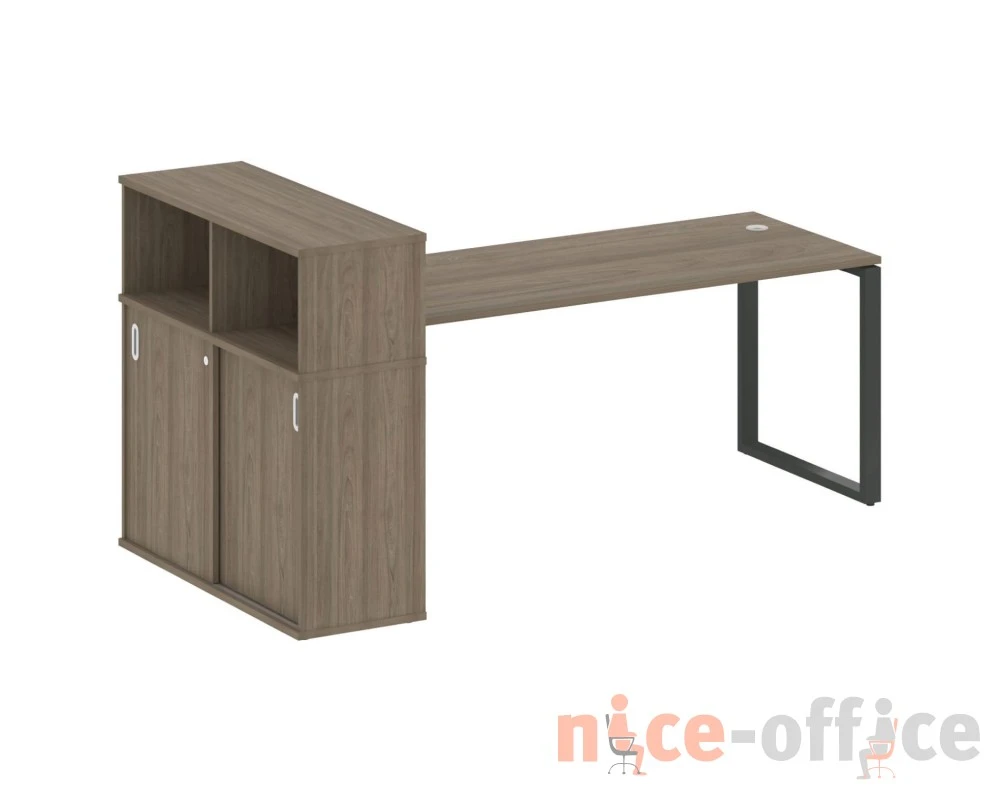 Стол письменный на О-образном м/к с опорным шкафом-купе 221x112x109,8 Метал Систем / Metal System