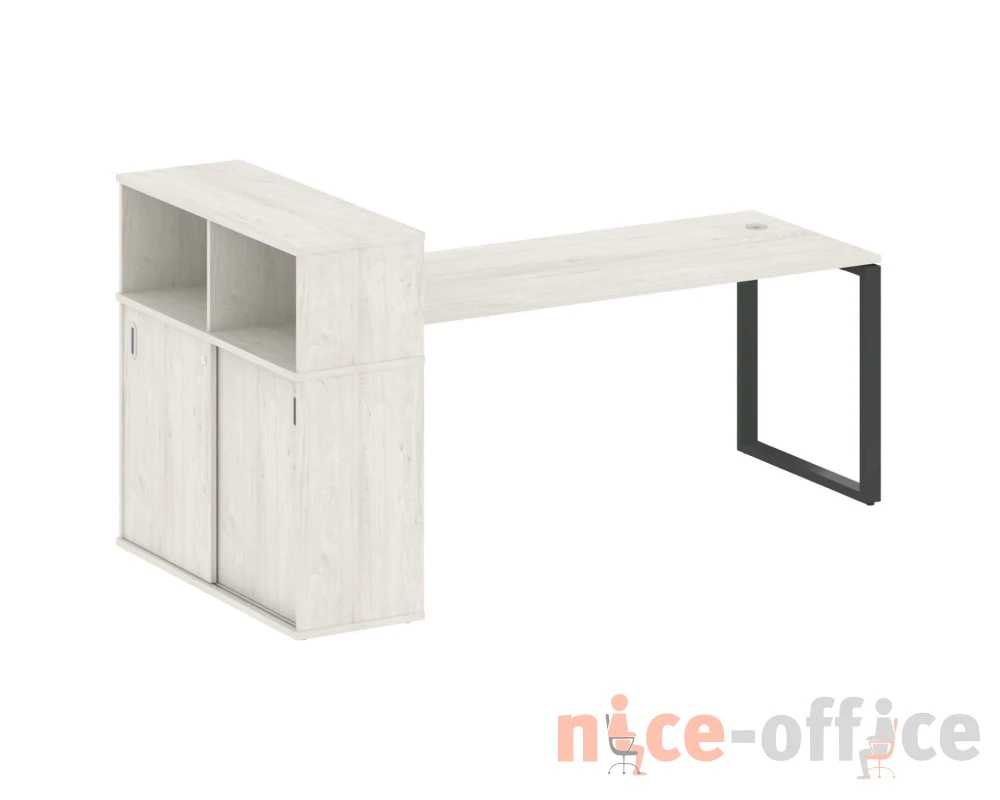 Стол письменный на О-образном м/к с опорным шкафом-купе 221x112x109,8 Метал Систем / Metal System