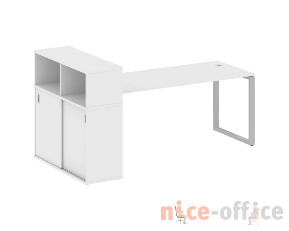 Стол письменный на О-образном м/к с опорным шкафом-купе 221x112x109,8 Метал Систем / Metal System