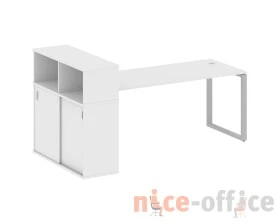 Стол письменный на О-образном м/к с опорным шкафом-купе 221x112x109,8 Метал Систем / Metal System images