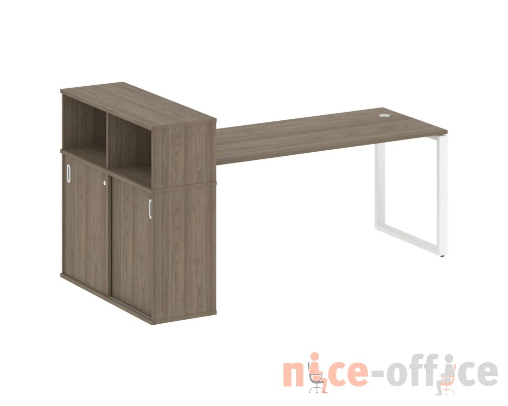 Стол письменный на О-образном м/к с опорным шкафом-купе 221x112x109,8 Метал Систем / Metal System