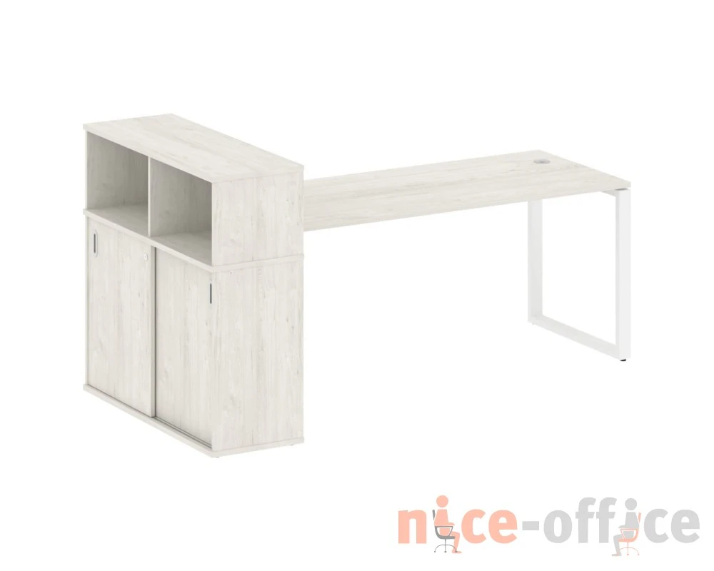 Стол письменный на О-образном м/к с опорным шкафом-купе 221x112x109,8 Метал Систем / Metal System