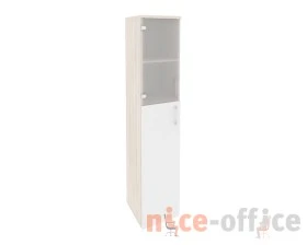 Шкаф высокий узкий левый (1 средний фасад ЛДСП + 1 низкий фасад стекло) 400x420x1977 Оникс / Onix images