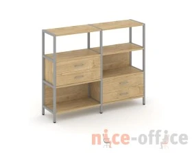 Двухсекционный стеллаж трехярусный с ящиками на двух ярусах 1590х400х1246 Шелф Систем / Shelf System images