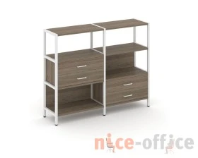 Двухсекционный стеллаж трехярусный с ящиками на двух ярусах 1590х400х1246 Шелф Систем / Shelf System images