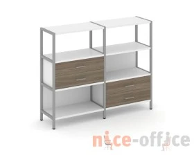 Двухсекционный стеллаж трехярусный с ящиками на двух ярусах 1590х400х1246 Шелф Систем / Shelf System images