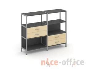Двухсекционный стеллаж трехярусный с ящиками на двух ярусах 1590х400х1246 Шелф Систем / Shelf System images