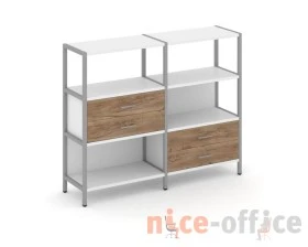 Двухсекционный стеллаж трехярусный с ящиками на двух ярусах 1590х400х1246 Шелф Систем / Shelf System images