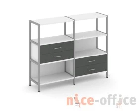 Двухсекционный стеллаж трехярусный с ящиками на двух ярусах 1590х400х1246 Шелф Систем / Shelf System images