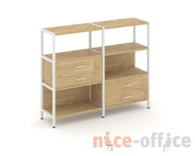 Двухсекционный стеллаж трехярусный с ящиками на двух ярусах 1590х400х1246 Шелф Систем / Shelf System images