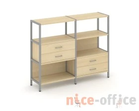 Двухсекционный стеллаж трехярусный с ящиками на двух ярусах 1590х400х1246 Шелф Систем / Shelf System images
