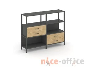 Двухсекционный стеллаж трехярусный с ящиками на двух ярусах 1590х400х1246 Шелф Систем / Shelf System images