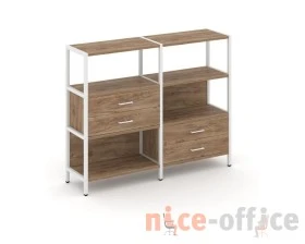 Двухсекционный стеллаж трехярусный с ящиками на двух ярусах 1590х400х1246 Шелф Систем / Shelf System images