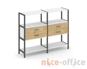 Двухсекционный стеллаж трехярусный с ящиками на одном ярусе 1590х400х1246 Шелф Систем / Shelf System images