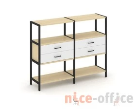 Двухсекционный стеллаж трехярусный с ящиками на одном ярусе 1590х400х1246 Шелф Систем / Shelf System images