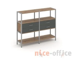 Двухсекционный стеллаж трехярусный с ящиками на одном ярусе 1590х400х1246 Шелф Систем / Shelf System images