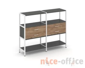 Двухсекционный стеллаж трехярусный с ящиками на одном ярусе 1590х400х1246 Шелф Систем / Shelf System images