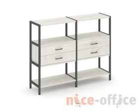 Двухсекционный стеллаж трехярусный с ящиками на одном ярусе 1590х400х1246 Шелф Систем / Shelf System images