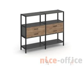 Двухсекционный стеллаж трехярусный с ящиками на одном ярусе 1590х400х1246 Шелф Систем / Shelf System images
