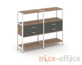 Двухсекционный стеллаж трехярусный с ящиками на одном ярусе 1590х400х1246 Шелф Систем / Shelf System images