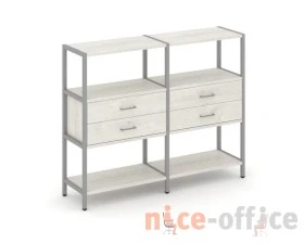 Двухсекционный стеллаж трехярусный с ящиками на одном ярусе 1590х400х1246 Шелф Систем / Shelf System images