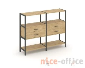 Двухсекционный стеллаж трехярусный с ящиками на одном ярусе 1590х400х1246 Шелф Систем / Shelf System images