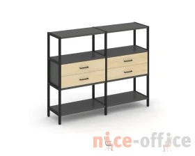 Двухсекционный стеллаж трехярусный с ящиками на одном ярусе 1590х400х1246 Шелф Систем / Shelf System images