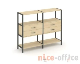 Двухсекционный стеллаж трехярусный с ящиками на одном ярусе 1590х400х1246 Шелф Систем / Shelf System images