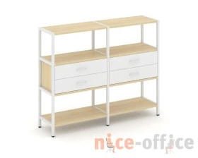 Двухсекционный стеллаж трехярусный с ящиками на одном ярусе 1590х400х1246 Шелф Систем / Shelf System images