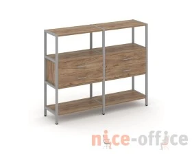 Двухсекционный стеллаж трехярусный с ящиками на одном ярусе 1590х400х1246 Шелф Систем / Shelf System images